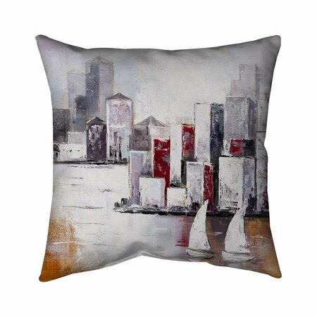 BEGIN HOME DECOR 26 x 26 in. Sailboats & Urban City-Double Sided Print Indoor Pillow 5541-2626-CO11